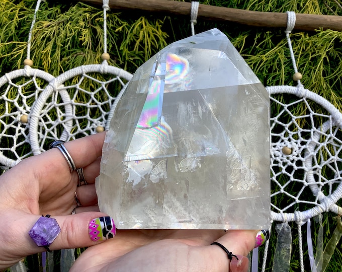 Clear Calcite Freeform Crystal ~ 3 Lb. 2 oz. ~ 5" Tall ~ Natural Mineral Specimen ~ Sparkling Rainbow Inclusions ~ Fast & Free Shipping USA