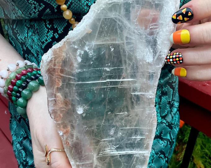 Selenite Crystal Cluster ~ Large 1 Lb. 12 oz. ~ 8" Long - Beautiful Transparent Gypsum Mineral Specimen - Fast & Free Shipping, USA Seller ~