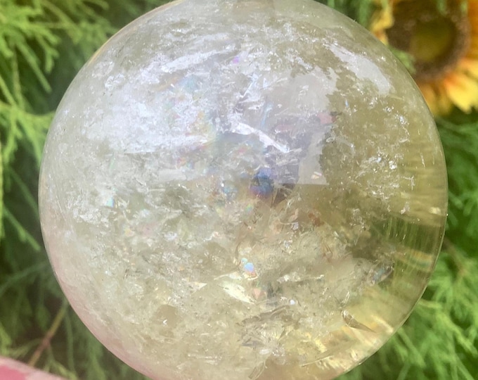 CLEARANCE ~ Citrine Crystal Ball ~ 12 oz. ~ 2 1/2" Wide Polished Sphere ~ Breathtaking Prism Inclusions ~ Fast & Free Shipping ~