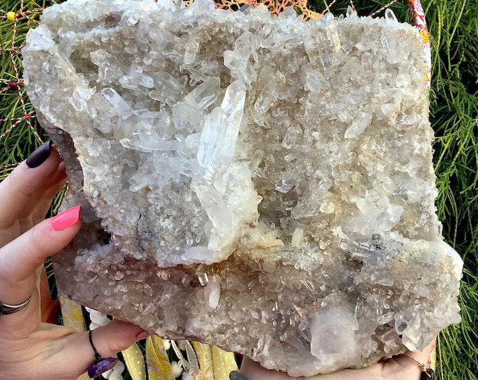 Clear Crystal Quartz Cluster ~ Large 6 Lb. 15 oz. ~ 9 1/2" Long ~ Sparkling Points ~ Home Decor Display ~ Fast & Free Shipping from U.S.A. ~