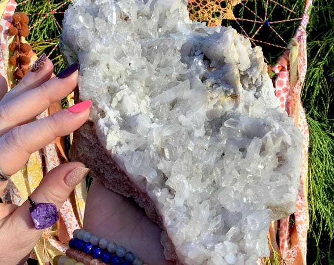 Clear Quartz Crystal Cluster ~ Large 4 Lb. 11 oz. ~ 10" Long ~ Ultra Sparkling Points ~ Natural Home Decor ~ Fast & Free Shipping from U.S.A