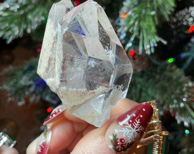 Clear Quartz Crystal Cluster ~ 2.9 oz. ~ 2 1/2" Long ~ Green Chlorite Twin Points