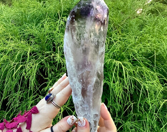 CLEARANCE! ~ Amethyst Crystal Wand ~ Large 1 Lb. ~ 10" Long ~ Naturally Sparkling Violet Purple Colors ~ Citrine Inclusions ~