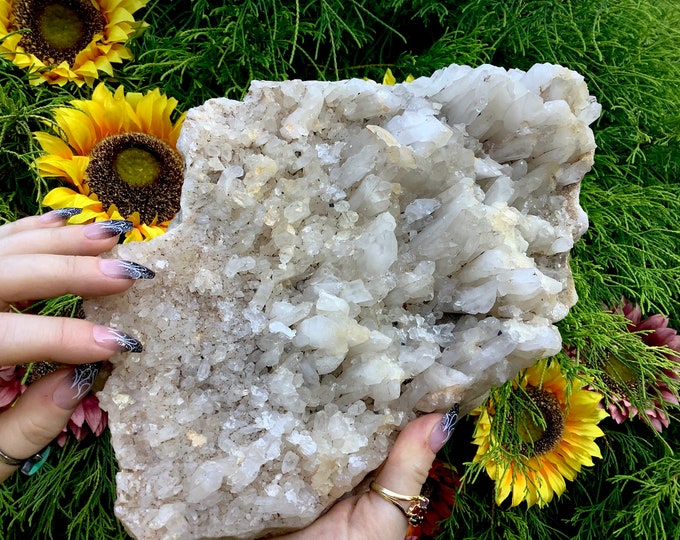 Clear Quartz Crystal Cluster ~ Large 10 Lb. ~ 12" Long ~ Natural Home Decor Display ~ Fast & Free Shipping from U.S.A. ~ + Global Shipping ~