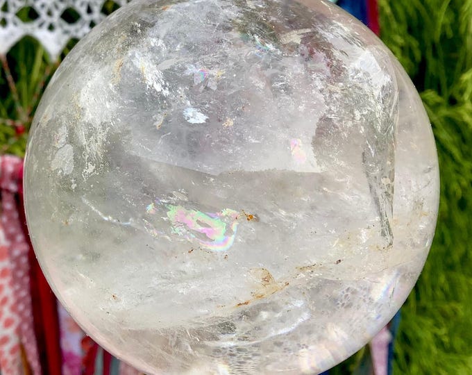Clear Quartz Crystal Ball ~ 1 Lb. 6 oz. Large ~ 3" Wide ~ Reiki, Altar, Home Decor Display ~ Fast & Free Shipping, USA + Global Shipping ~