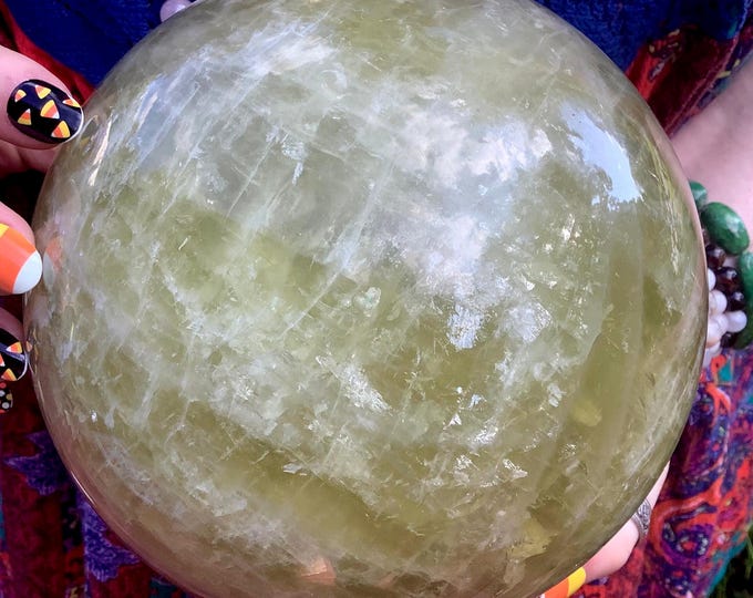 Citrine Crystal Ball ~ Large 11 Lb. 5 oz. ~ 6" Wide ~ Golden Banded Colors ~ Sparkling Rainbow Inclusions ~ ~ Fast & Free Shipping, USA ~