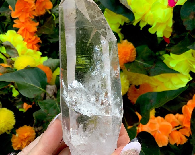 Ultra Clear Quartz Crystal Point ~ Large 10 oz. Wand ~ 5" Long ~ Museum Quality ~ Transparent Sparkling Inclusions ~ Fast Shipping from USA