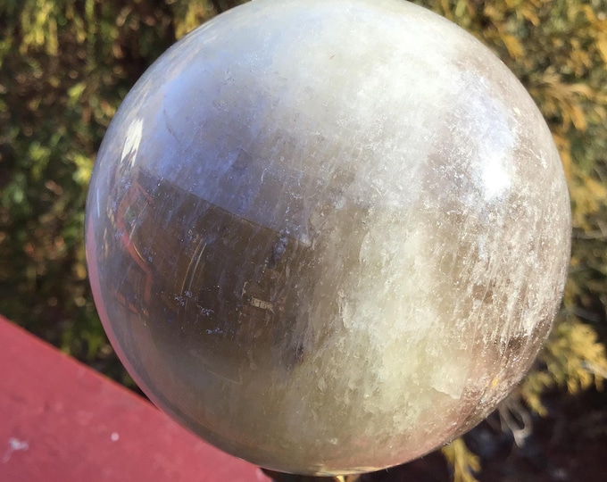 CLEARANCE! ~ Citrine Crystal Ball ~ 1 Lb. 5 oz. Polished Sphere ~ 2 1/2" Wide ~ Smokey Patches ~ White Sparkling Quartz Inclusions ~