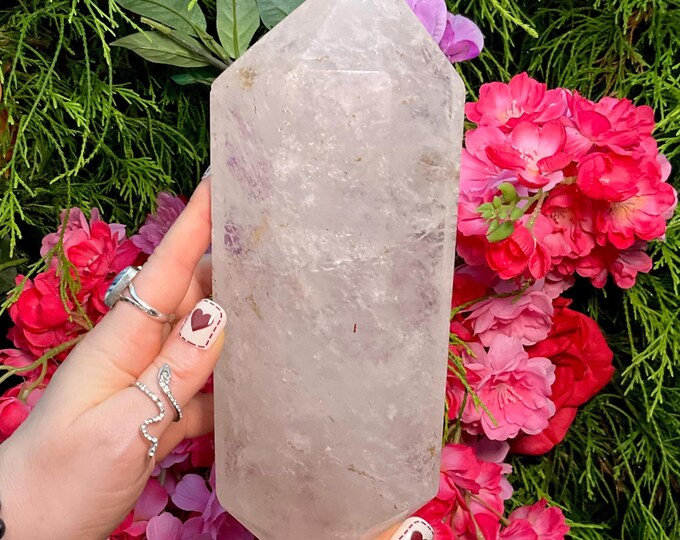 Clear Quartz Double Terminated Crystal Wand ~ Large 3 Lb. 10 oz. ~ 9" Long ~ Sparkling Inclusions ~ Metaphysical Home Decor