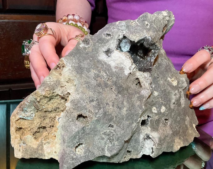 Herkimer Diamond Quartz Large 14 Lb. 3 oz. Crystal Cluster on Natural Matrix ~ 9" Long Sparkling Druzy Caves ~ Mined in N.Y. Ace Of Diamonds