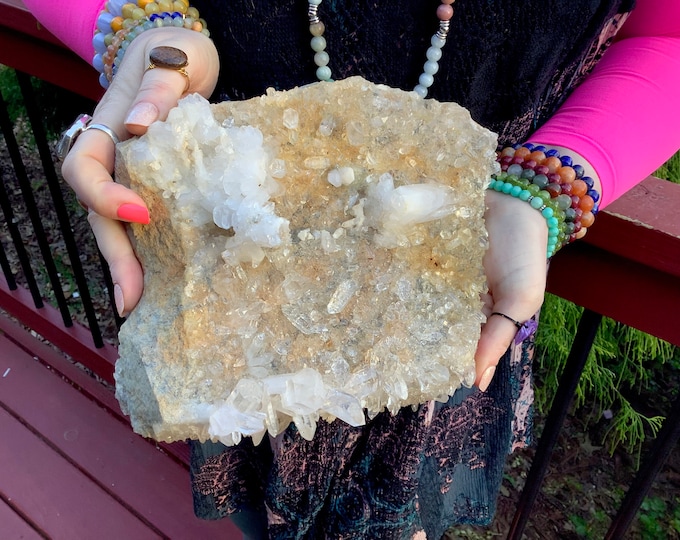 Clear Crystal Quartz Cluster ~ Large 6 Lb. 15 oz. ~ 9 1/2" Long ~ Sparkling Points ~ Home Decor Display ~ Fast & Free Shipping from U.S.A. ~