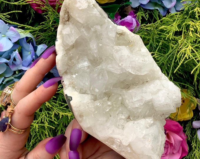 Clear Apophyllite Crystal Cluster ~ Large 2 Lb. 4 oz. ~ 6" Long ~ Sparkling Cubic Zeolite Specimen ~ Metaphysical Home Decor, Altar Display