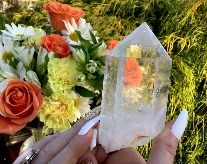 High Altitude Himalayan Clear Quartz Crystal Point ~ Large 11 oz. ~ 4" Long ~ Museum Quality ~ Colorful Water Clear Sparkling Inclusions