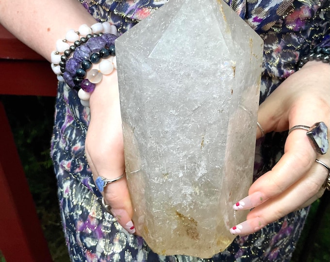 Clear Quartz Crystal Generator ~ Large 4 Lb. 3 oz ~ 7" Tall ~ Displays Beautifully ~ Ultra Sparkling Inclusions ~ Fast & Free Shipping, USA