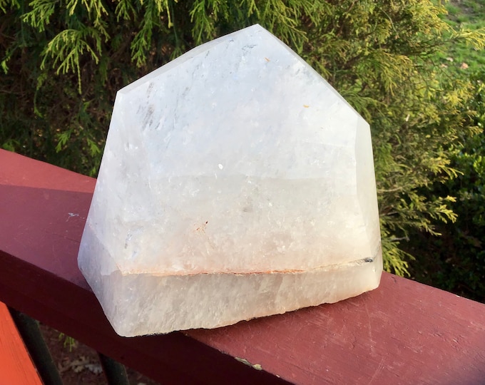 Snow Quartz Crystal Generator ~ Large 5 Lb. 11 oz. ~ 5" Tall White Tower ~ Sparkling Inclusions ~ Pillar Reiki Altar Display ~ Free Shipping
