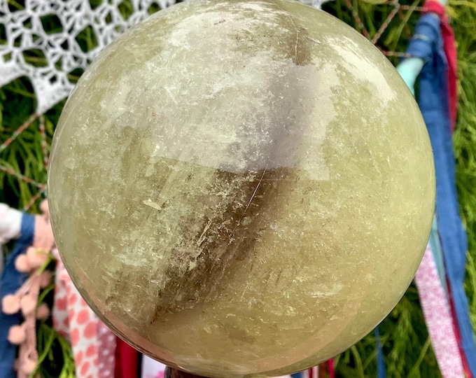 Citrine Crystal Ball ~ 2 Lb. 8 oz. ~ 3 1/2" Wide ~ Beautiful Natural Golden Yellow Color ~ Fast & Free Shipping, U.S.A. + Global Shipping ~