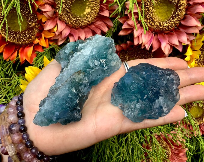 Blue Fluorite Crystals ~ Duo of Pocket or Altar Crystals ~ 2 Gorgeous crystals ~ 10 oz. Total ~ Sparkling Colors ~ Fast & Free Shipping, USA