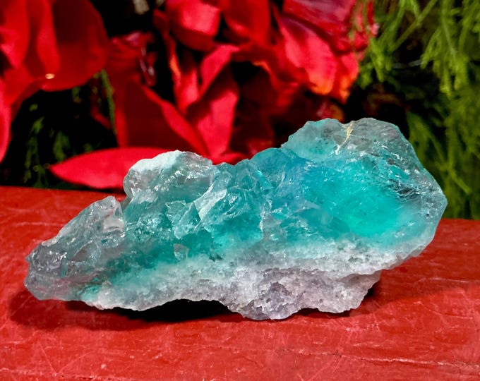 Blue Cubic Fluorite Crystal Cluster 4 oz. Reiki Healing Altar Display, 3" Long