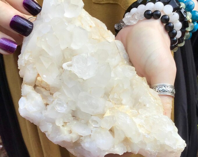 Clear Quartz Crystal Cluster ~ Large 1 lb. 15 oz. ~ 6" Long ~ Big Water Clear Multi Points Sparkling Display Specimen ~ Fast & Free Shipping