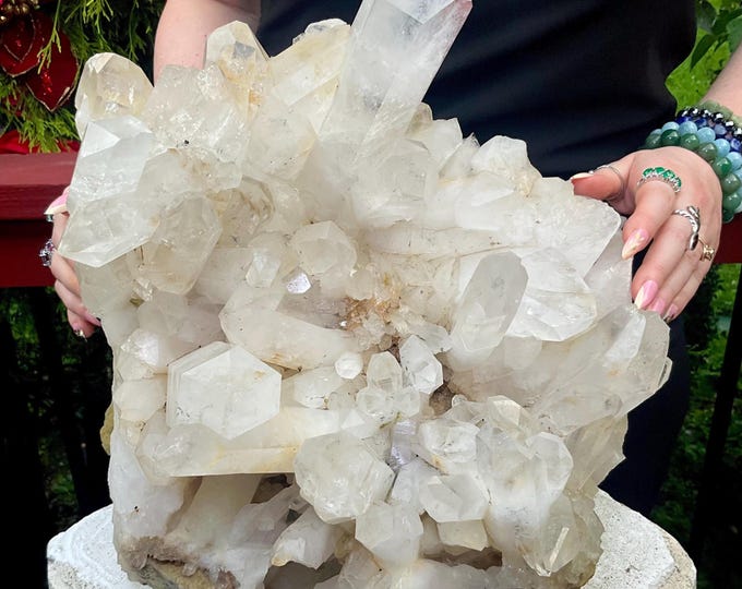 Massive 47 lb. Clear Quartz Crystal Cluster ~ 14" Tall ~ Natural Healing Home Decor ~ Museum Quality Display Specimen