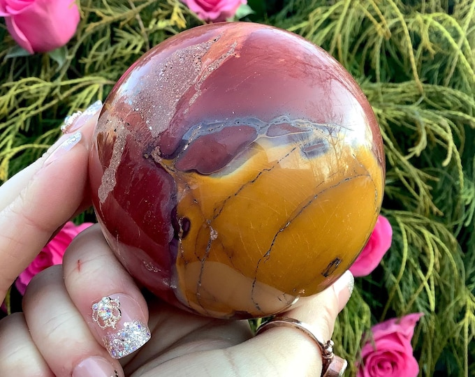 Mookaite Jasper Crystal Ball ~ 1 Lb. 8 oz. ~ 3" Wide ~ Colorful Polished Sphere from Australia ~ Metaphysical Decor ~ Fast & Free Shipping ~