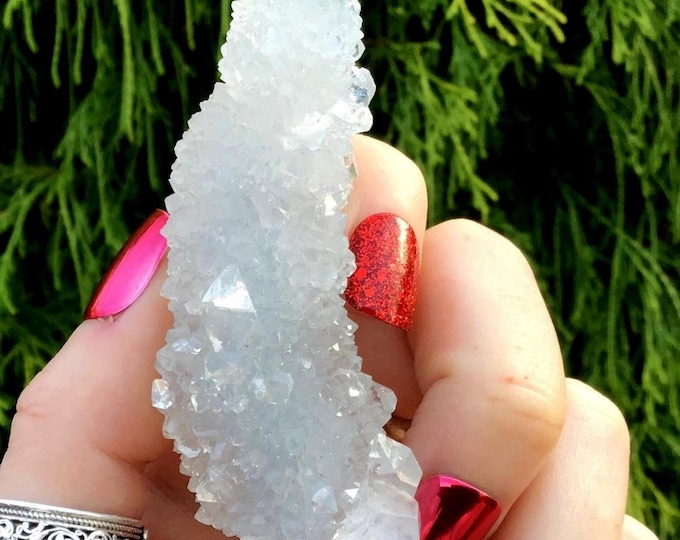 CLEARANCE ~Ultra Sparkling Clear Apophyllite Crystal Cluster ~ 1.6 oz. ~ 3 1/2" Long ~ Handheld Meditation Size ~ Crown Chakra Altar