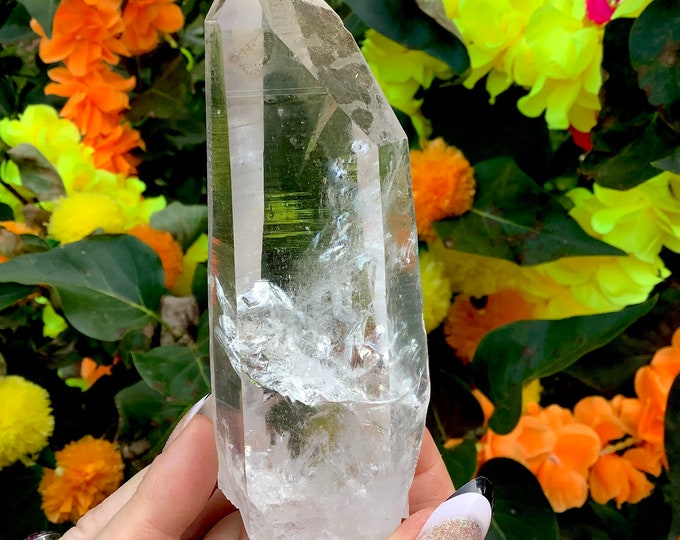 Ultra Clear Quartz Crystal Point ~ Large 10 oz. Wand ~ 5" Long ~ Museum Quality ~ Transparent Sparkling Inclusions ~ Fast Shipping from USA