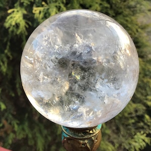 Ultra Clear Quartz Crystal Ball ~ 9 oz. ~ 2&quot; Wide ~ Sparkling Sphere ~ Rainbow Inclusions ~ Home Decor ~ Fast & Free Shipping from U.S.A. ~