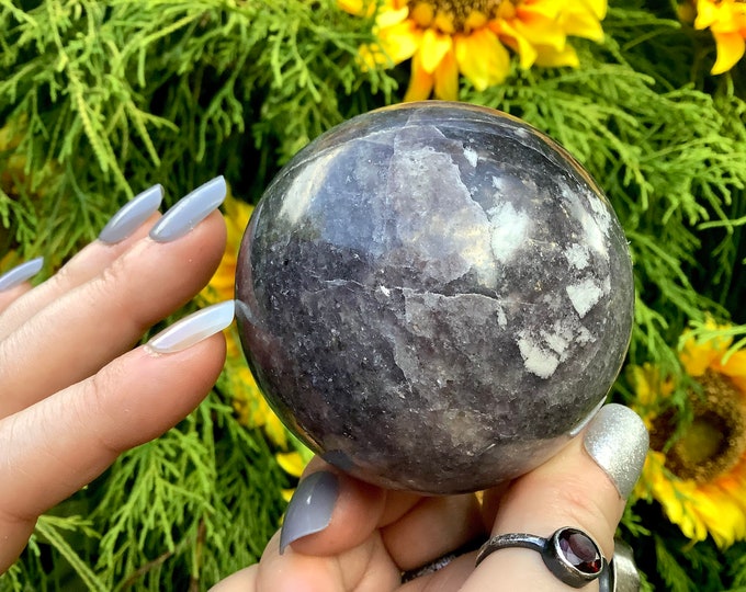 Lepidolite Crystal Ball ~ 15 oz. ~ 2 1/2" Wide Sphere ~ Sparkling Purple Color ~ Altar, Feng Shui, Home Decor, Display ~ Free Fast Shipping