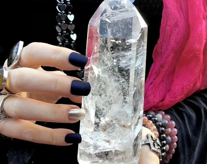 Ultra Clear Quartz Crystal Generator ~ Large 1 Lb. ~ 6" Tall ~ Sparkling Silver Flash Inclusions ~ Incredible Transparency ~ Highest Quality