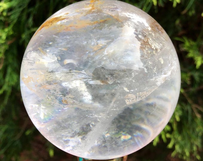 Clear Quartz Crystal Ball ~ 7.6 oz. ~ 1 1/2" wide ~ Rainbow Inclusions ~ Meditation, Altar Decor, Reiki, Healing ~ Fast & Free Shipping, USA