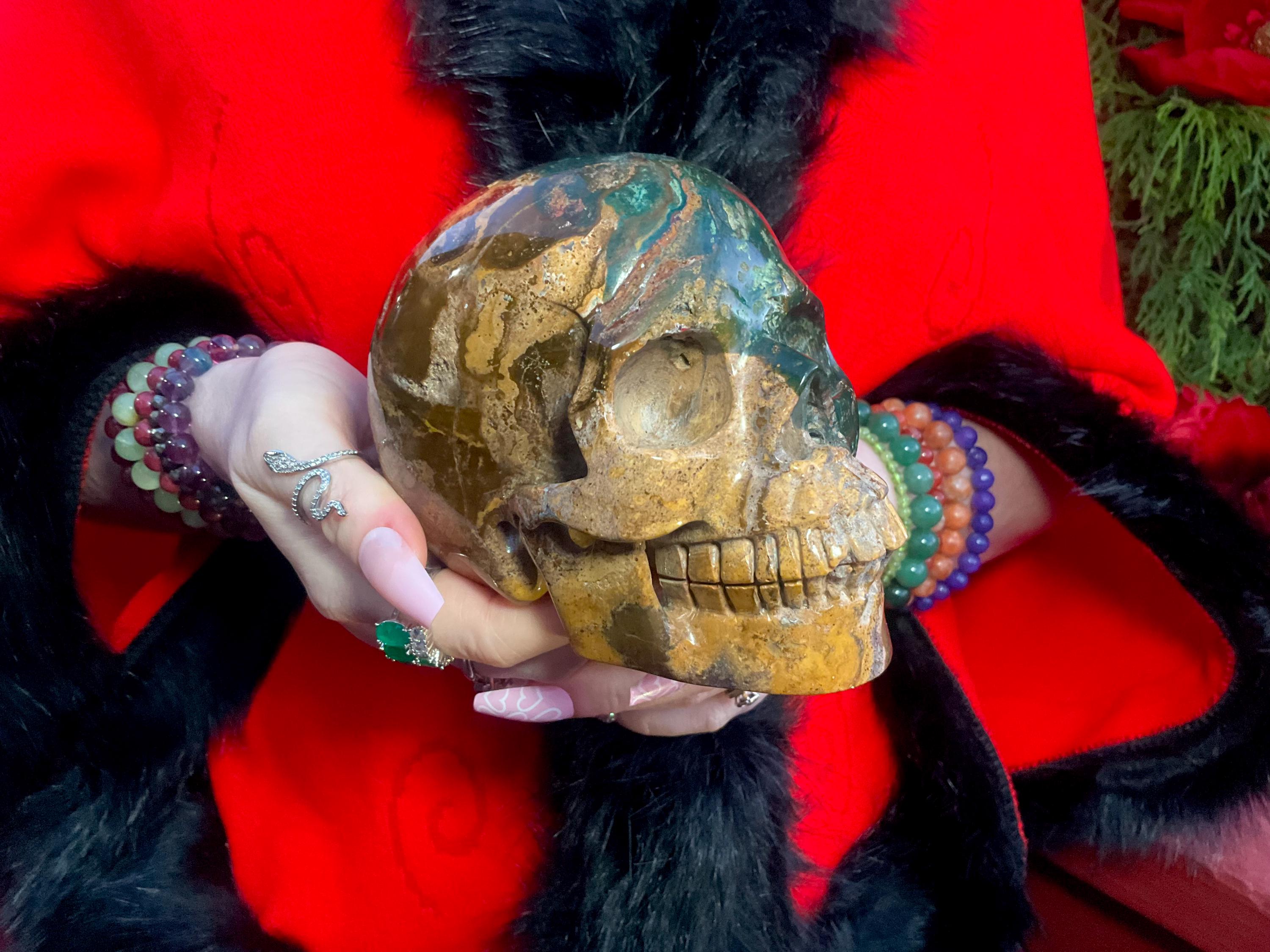 Ocean Jasper Skull - Etsy