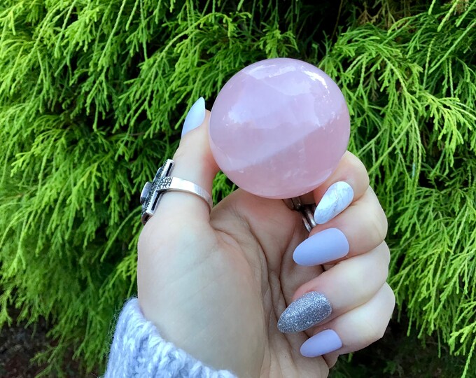 Rose Quartz Crystal Ball ~ 4.9 oz. ~ 1" Wide ~ Big Sparkling Pink Polished Sphere ~Beautiful Reiki Altar Display ~ Fast & Free Shipping