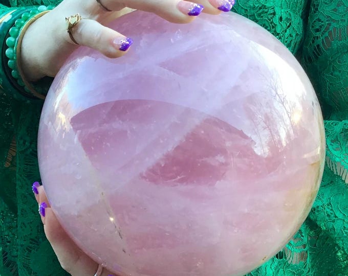 Huge Rose Quartz Crystal Ball ~ 24 Lb. ~ 8" Wide ~ Stunning Home Decor ~ Love, Altar Display ~ Fast & Free Shipping, USA + Global Shipping ~