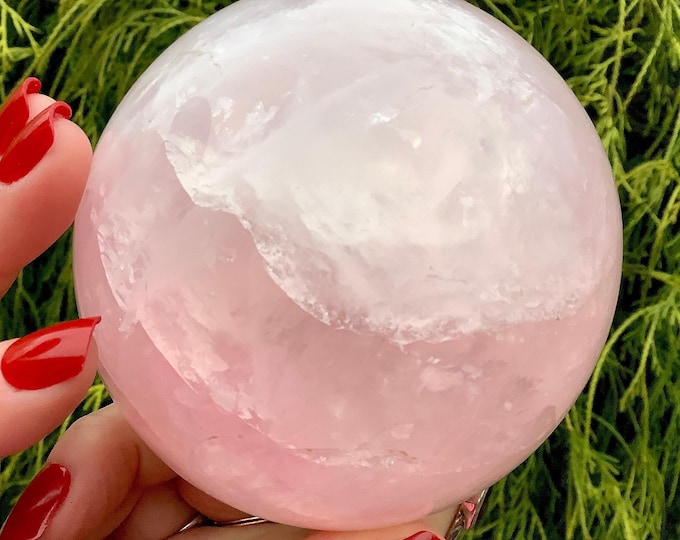 CLEARANCE ~ Rose Quartz Crystal Ball ~ Large 2 Lb. ~ 3 1/2" Wide ~ Sparkling Pink Polished Sphere
