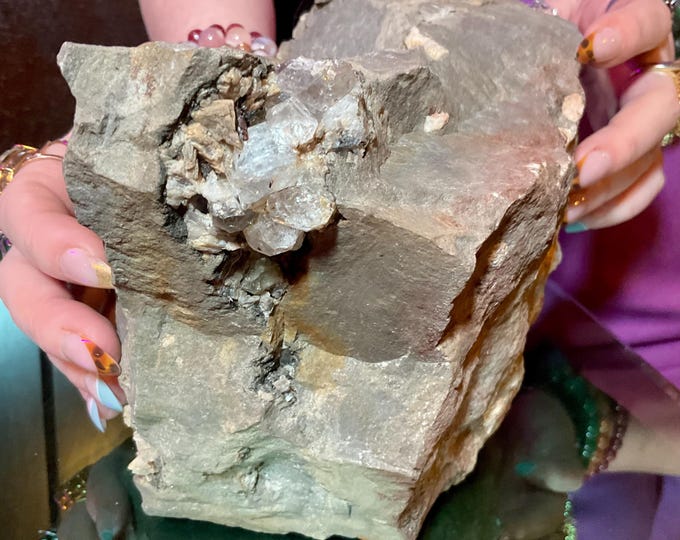 Herkimer Diamond Quartz Large 10 Lb. 7 oz. Crystal Cluster on Natural Matrix ~ 8" Long Sparkling Druzy Caves ~ Mined in N.Y. Ace Of Diamonds