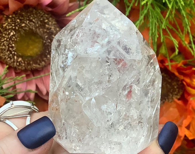 Ultra Clear Quartz Crystal Generator ~ 6 oz. ~ 3" Tall ~ Gem Cut Polished Point ~Rainbows ~ "Fire and Ice" ~ Fast & Free Shipping