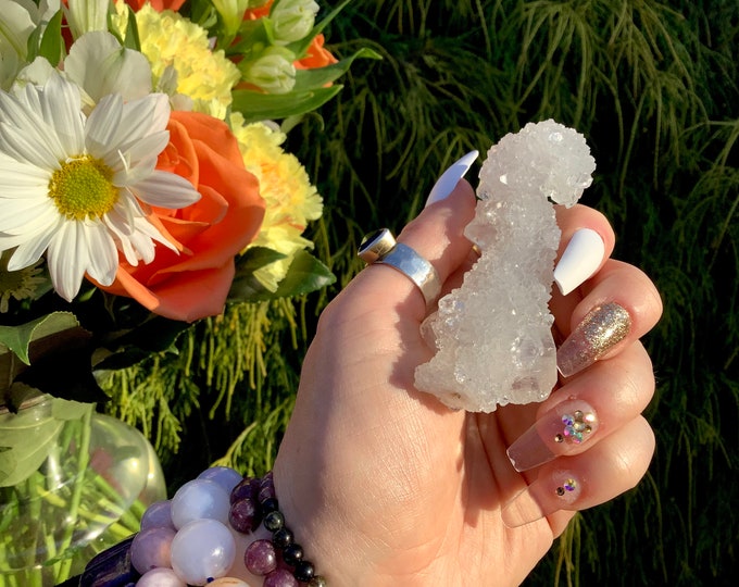 Ultra Clear Apophyllite Crystal Cluster ~ 2 oz. ~ 3" Long ~ Sparkly High Luster ~ Handheld Meditation Size, Altar Display ~ Fast Shipping