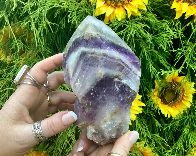 Purple Chevron Amethyst Crystal Point ~ 1 Lb. 15 oz. ~ 6" Long ~ Raw Mineral Specimen ~ Feng Shui, Reiki, Altar ~ Fast Shipping, TARIFF FREE