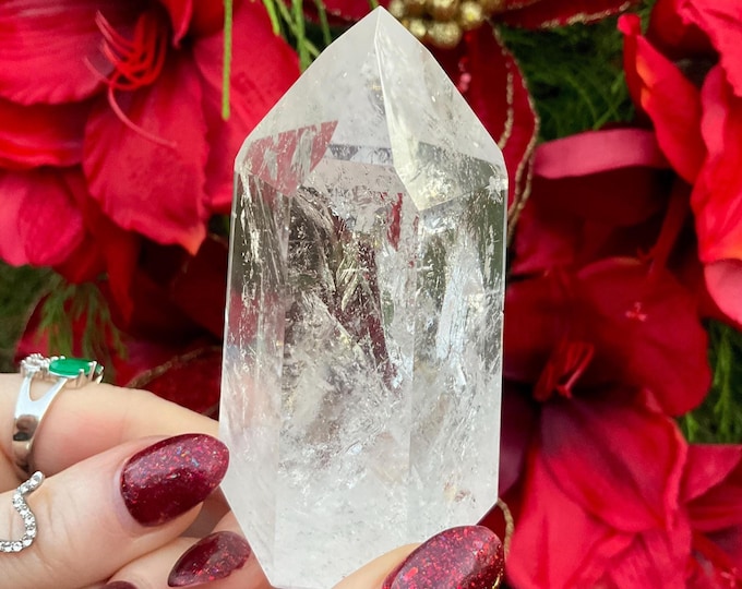 Ultra Clear Quartz Crystal Generator ~ 8 oz. ~ 3 1/2" Tall ~ Highest Quality Metaphysical Home Decor, Reiki Healing Altar Display, Feng Shui
