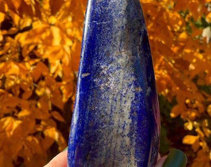 Lapis Lazuli Freeform Crystal ~ Large 10 oz. ~ 3 1/2" Long ~ Sparkling Deep Blue Color Stone ~ Reiki, Altar Display ~ Polished to Perfection