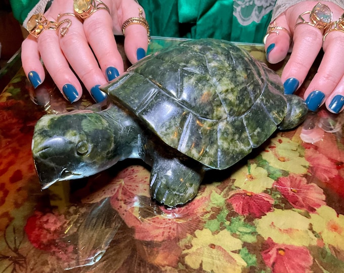 Vintage Nephrite Jade Turtle 2 Lb. 6 oz. Carving ~ 7" Long ~ Hand Carved ~ Stunning Museum Quality Polished Specimen ~Gorgeous Green Mineral