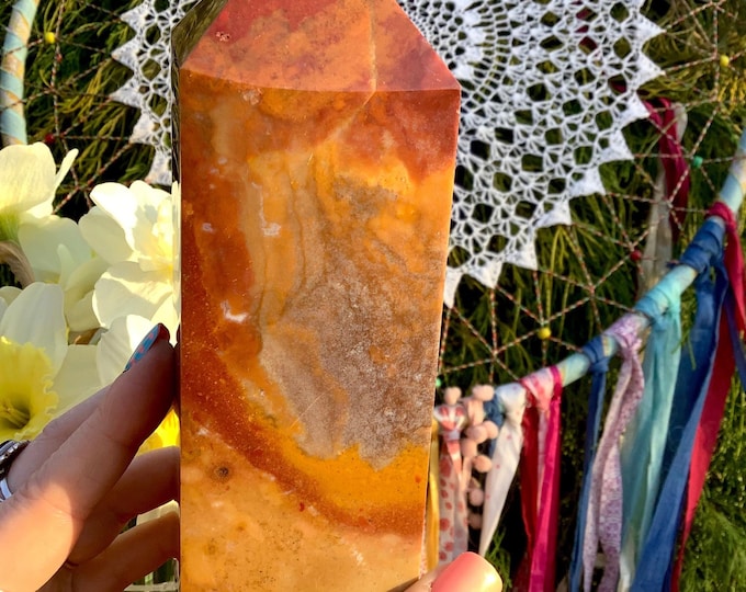 CLEARANCE! ~ Mookaite Jasper Large 2 Lb. 2 oz. Generator ~ 7" Tall ~ Beautiful Natural Red, Green and White Crystal Tower