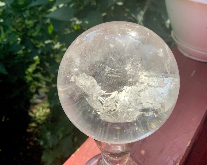 Clear Quartz Crystal Ball ~ Large 8 oz.~ 1 1/2" Wide ~ Sparkling Sphere ~ Beautiful Display ~ Reiki Feng Shui ~ Stunning Show Piece