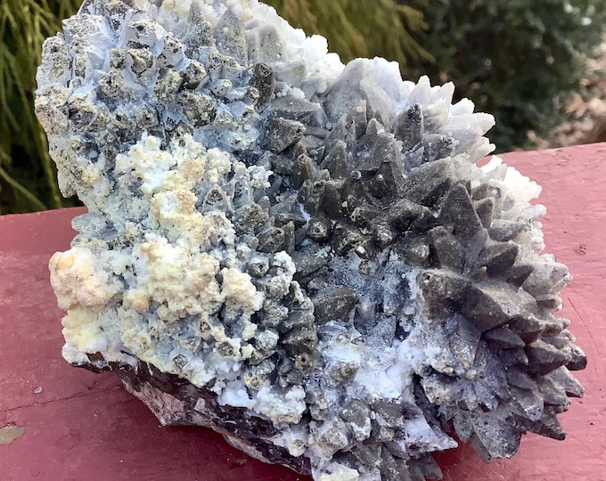 Cave Calcite Crystal Cluster ~ Large 15 oz. ~ 4" Long ~ Natural Display Mineral on Matrix ~ Sparkling Points
