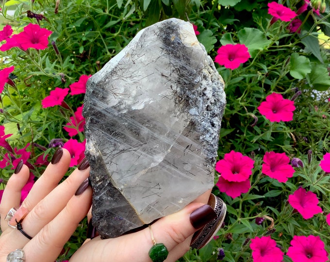 Nirvana Quartz Crystal Cluster ~ Large 1 lb. 14 oz. ~ 6" Long ~ Actinolite Inclusions ~ Himalayan, Glacial, Ice Quartz, Fast & Free Shipping