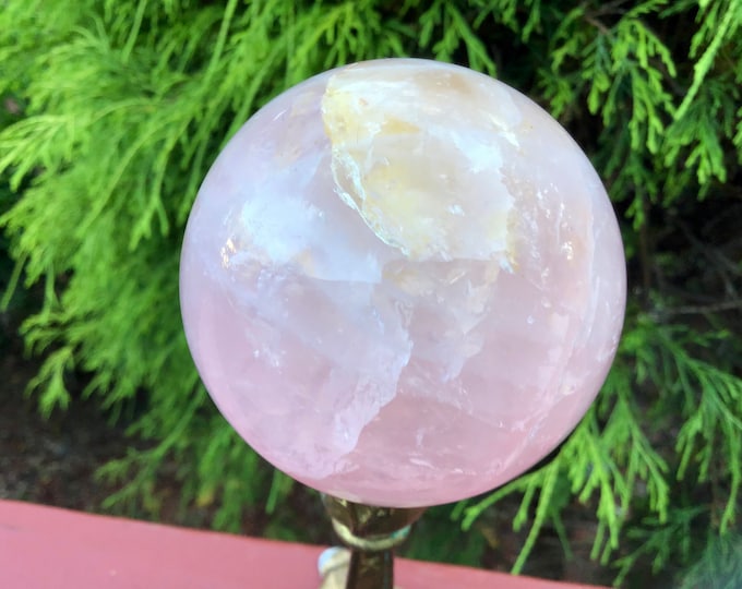 Rose Quartz Crystal Ball ~ 15 oz. ~ 2 1/2" Wide ~ Love & Beauty "Aphrodite" Altar Display ~ Metaphysical Home Decor ~ Heart Chakra Sphere ~