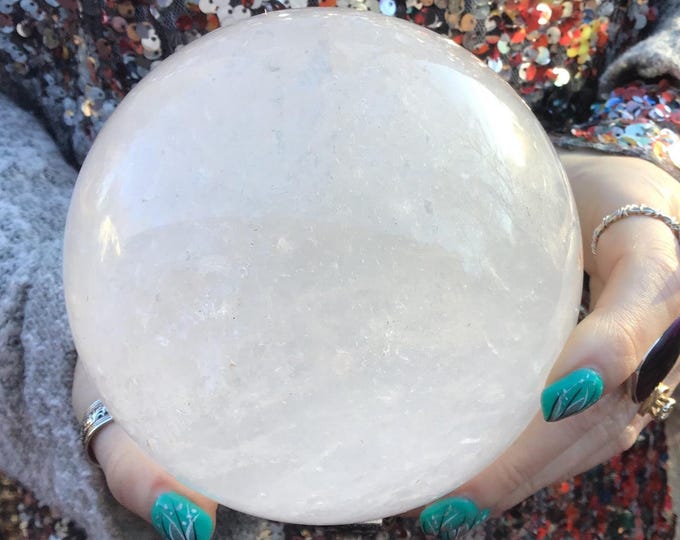 Clear Quartz Crystal Ball ~ Large 4 lb. 11 oz. ~ 4" Wide ~ Sparkling Inclusions ~ Reiki, Altar Display ~ Stunning Metaphysical Home Decor ~