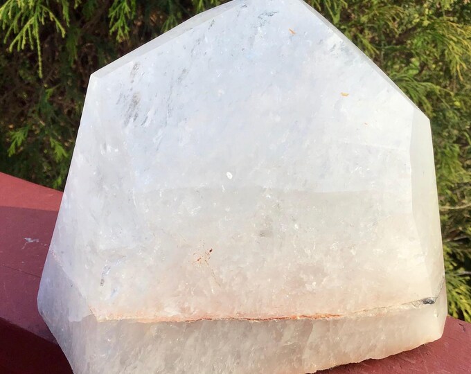Snow Quartz Crystal Generator ~ Large 5 Lb. 11 oz. ~ 5" Tall White Tower ~ Sparkling Inclusions ~ Pillar Reiki Altar Display