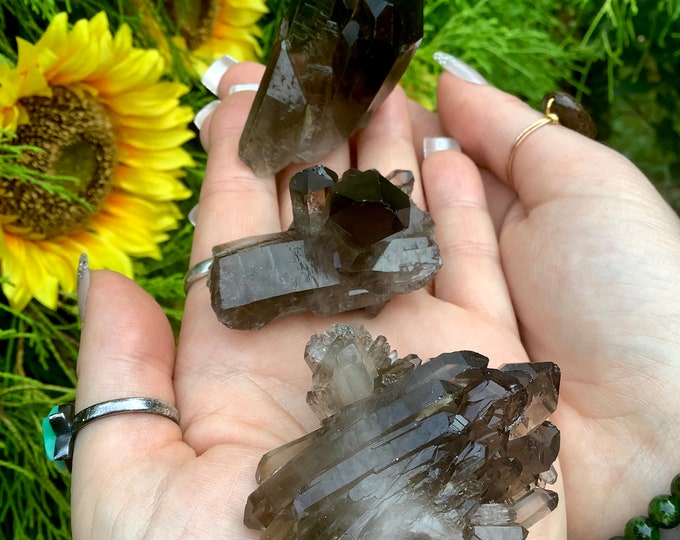 Trio of Smokey Quartz Crystals ~ Three Pocket or Altar Crystals ~ 3 Gorgeous Clusters ~ Perfect for Meditation, Gifting ~ Fast Shipping, USA